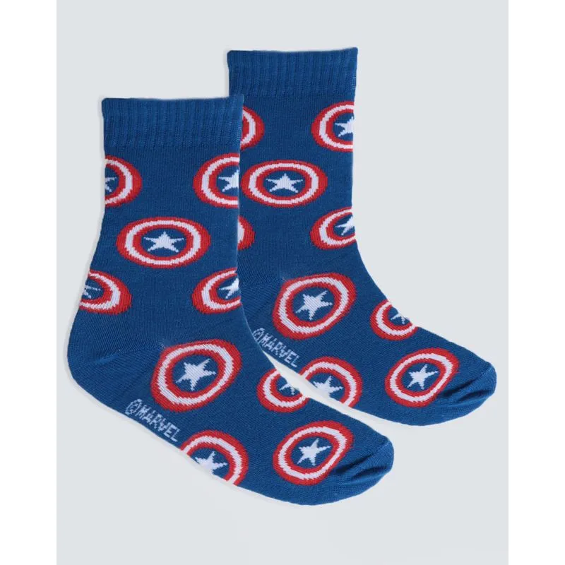 Meia Infantil Capitão América Marvel Azul 22 A 25