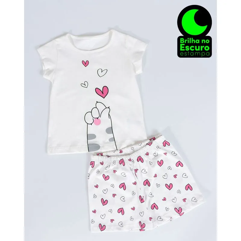 Pijama Bebê Com Estampa Que Brilha no Escuro Branco 1