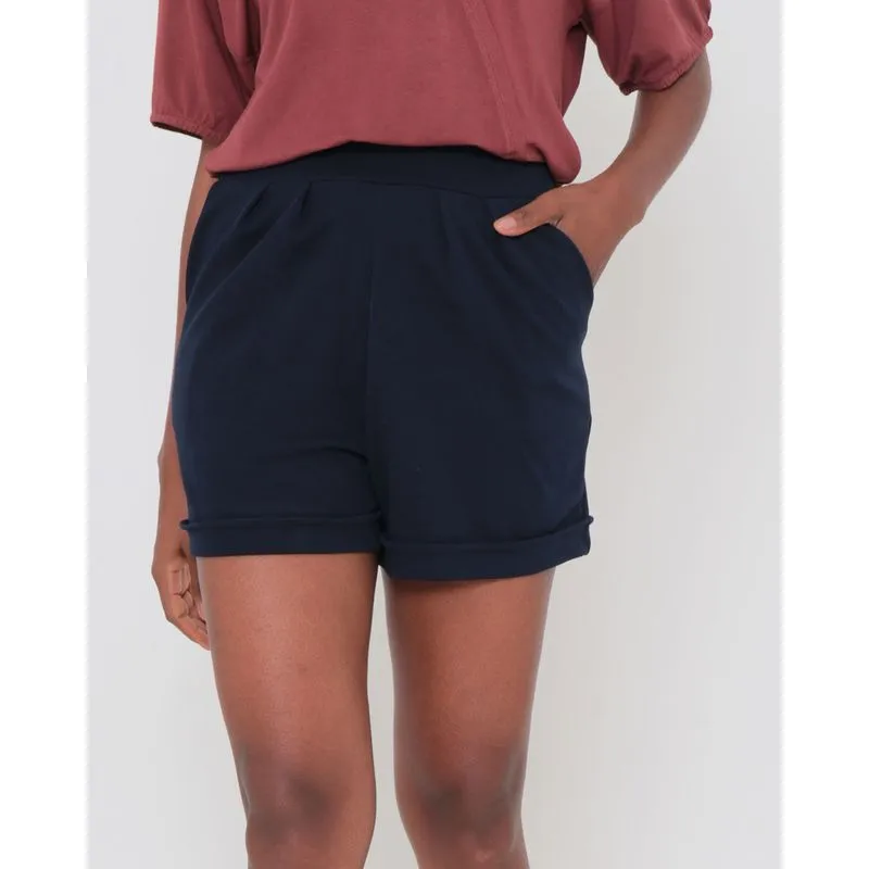 Short Crepe Pregas Azul Marinho G