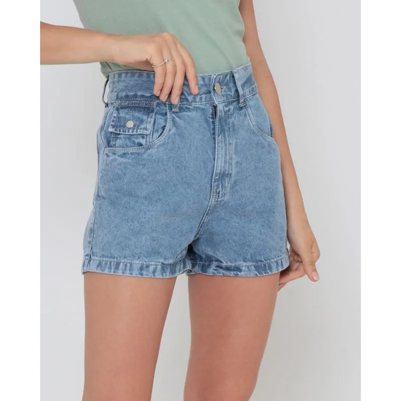 Short Jeans Feminino Azul 44