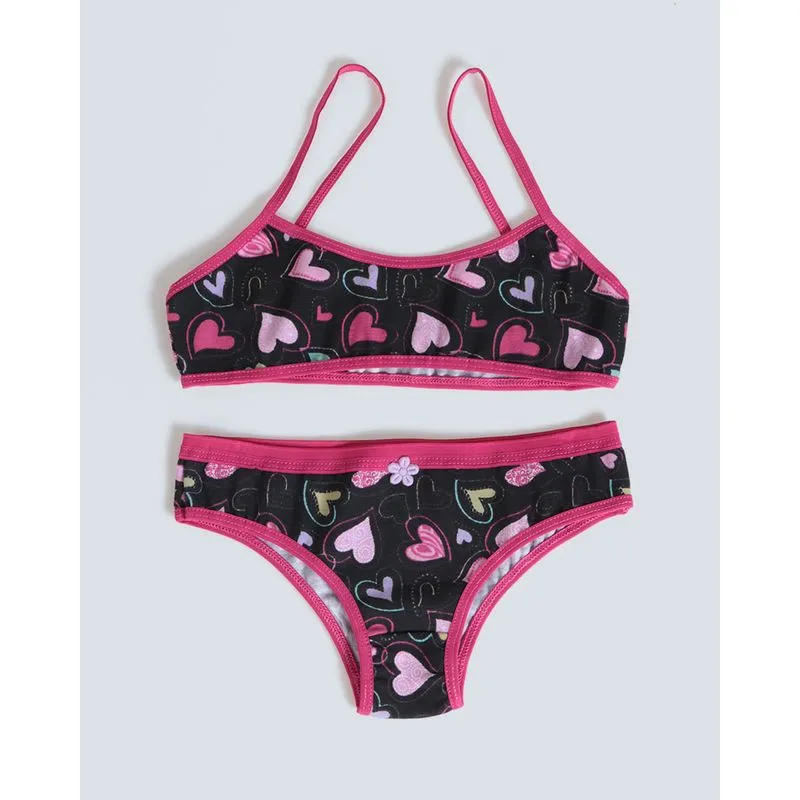 Conjunto Lingerie Juvenil Preto e Rosa M