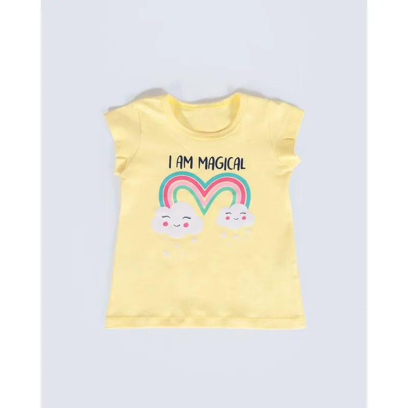 Blusa Bebê Manga Curta Arco-Íris Amarela 3