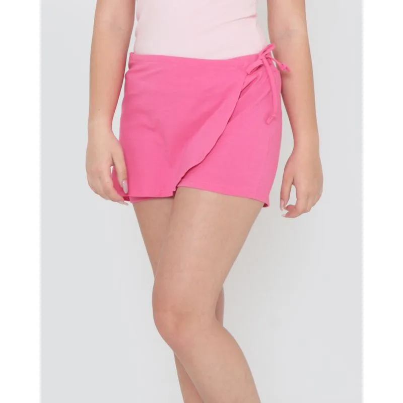 Short Saia Juvenil Cordão Básico Liso Rosa 14