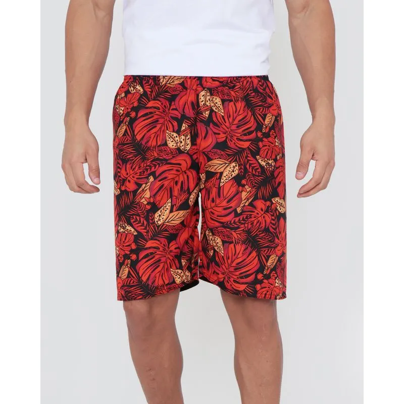 Bermuda Masculina Surf Estampada Floral Vermelha M