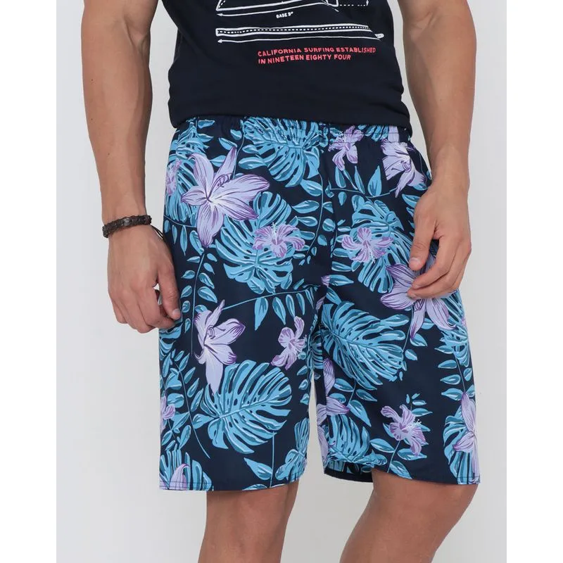 Bermuda Masculina Surf Estampada Floral Azul Marinho G