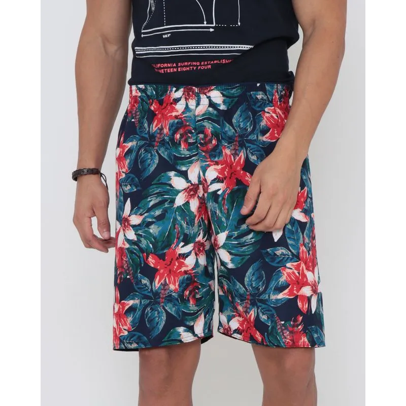 Bermuda Masculina Surf Estampada Floral Azul Marinho M