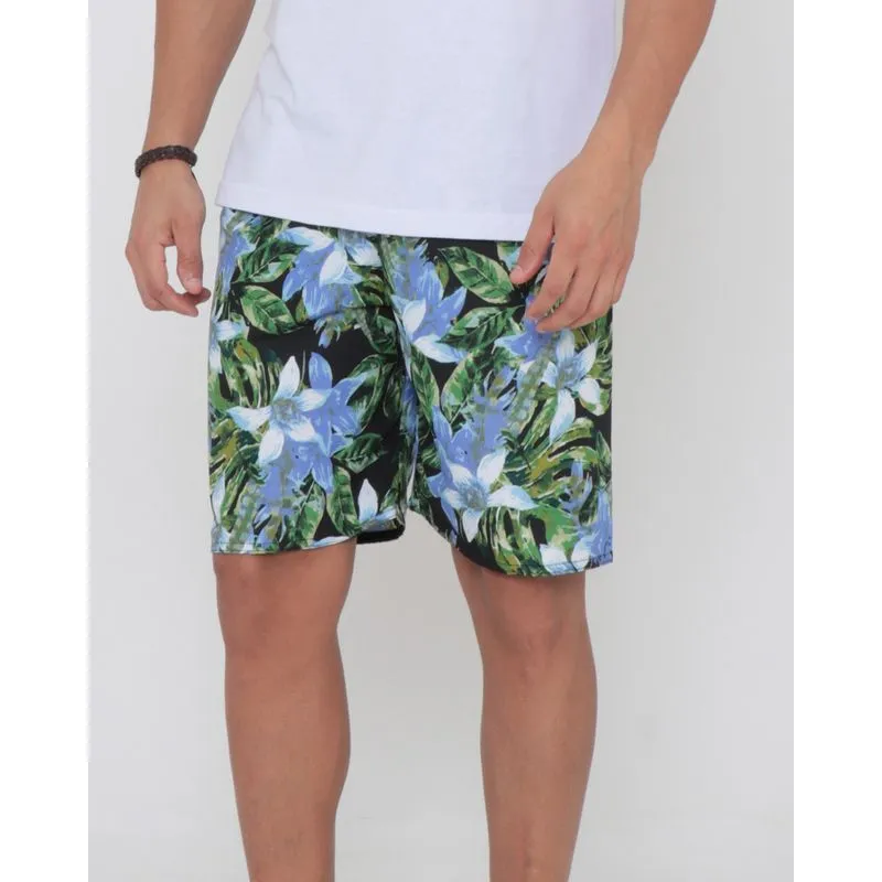 Bermuda Masculina Surf Estampada Floral Verde GG