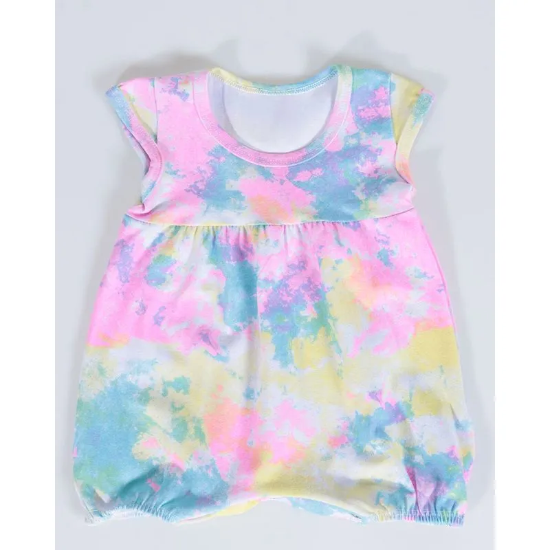 Macacão Bebê Manga Curta Estampado Tie Dye Azul G