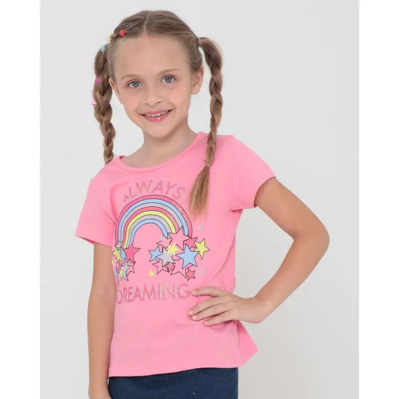 Blusa Infantil Estampa Arco Íris Rosa 6