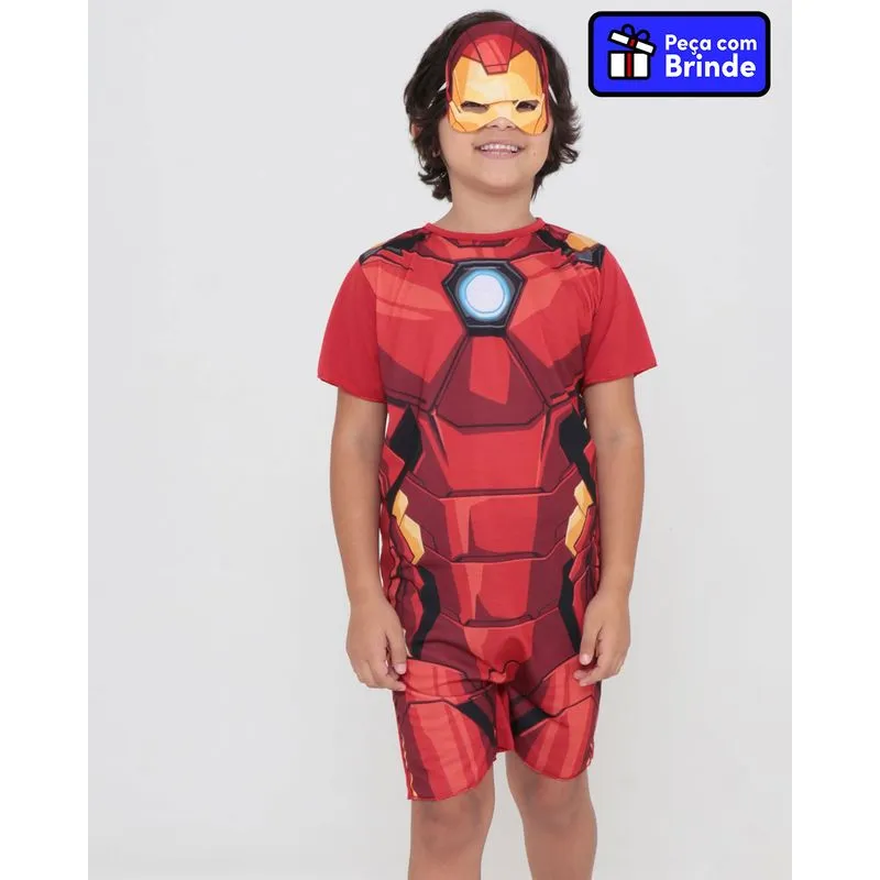 Macacão Infantil Homem De Ferro Marvel Com Máscara Vermelha 4