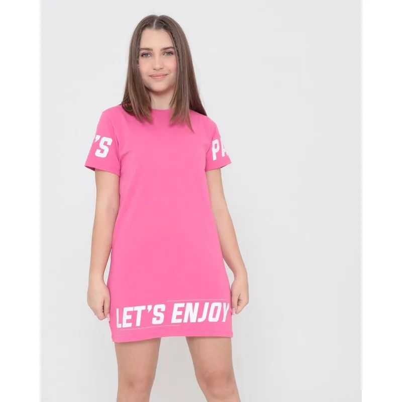 Vestido Juvenil Estampa Barra Street Malha Rosa 10