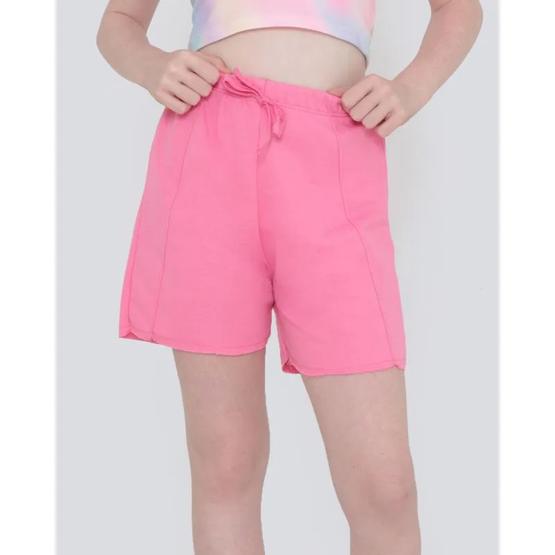 Short Juvenil Barra Desfiada Moletinho Rosa 12