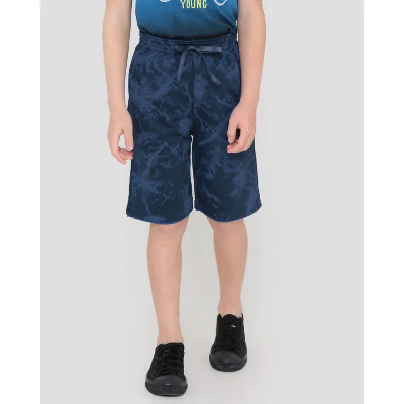 Bermuda Infantil Moletinho Estampa Marmorizada Azul Marinho 6