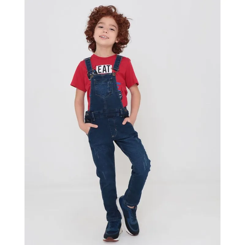 Jardineira Jeans Infantil Azul Escuro 6
