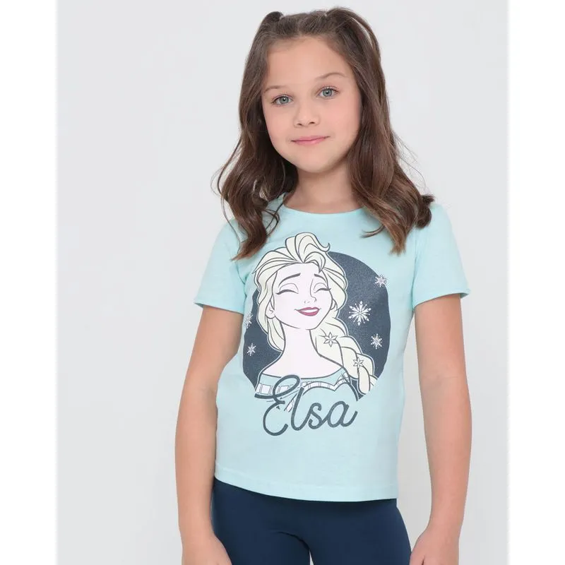 Blusa Infantil Elsa Frozen Disney Azul Claro 8