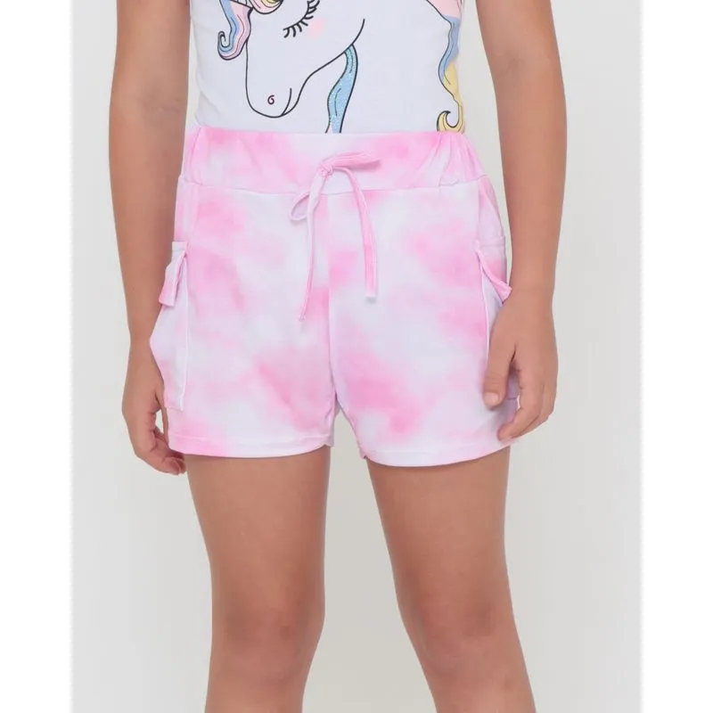 Short Infantil Cargo Estampa Tie Dye Rosa 6