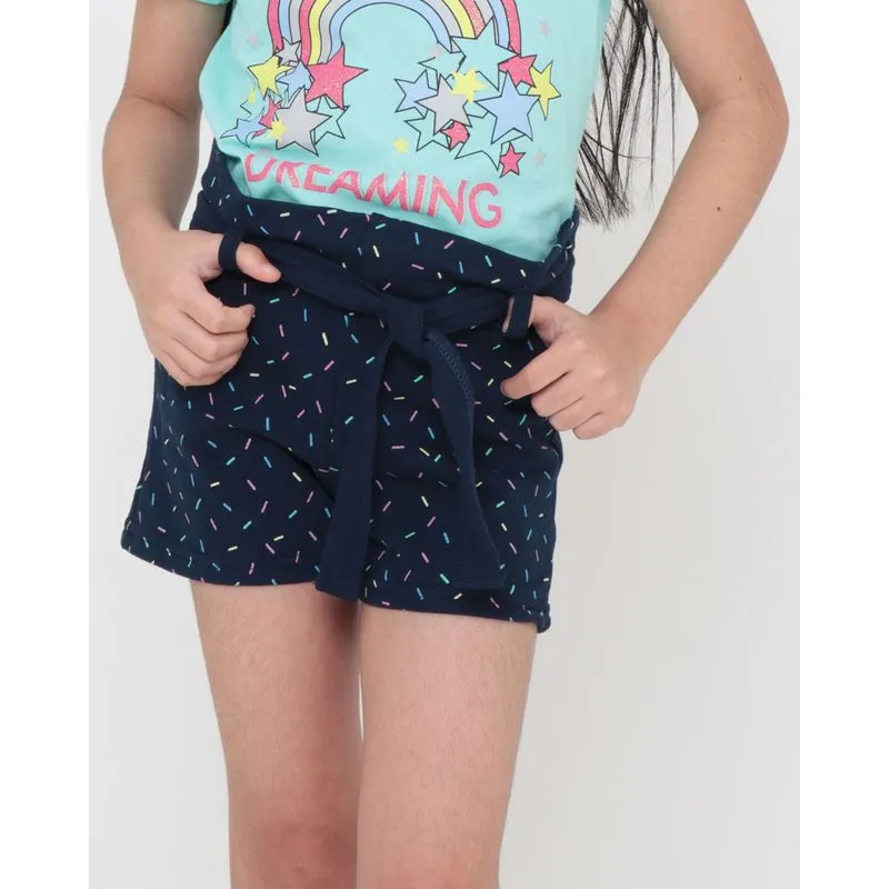 Short Infantil Moletinho Estampa Riscos Azul Marinho 8
