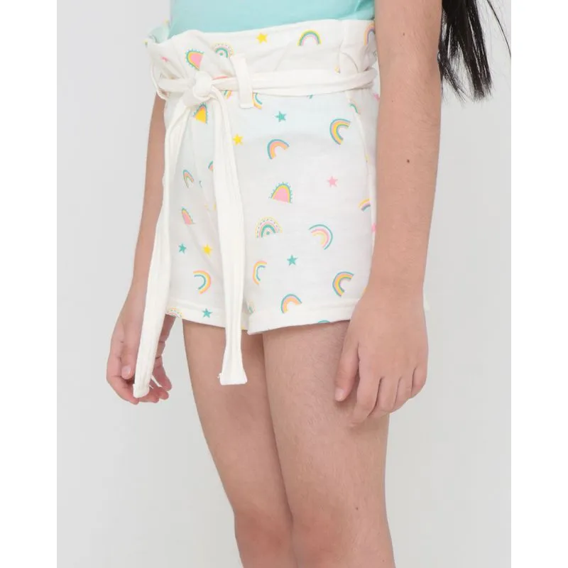Short Infantil Moletinho Estampa Arco Íris Off White 4
