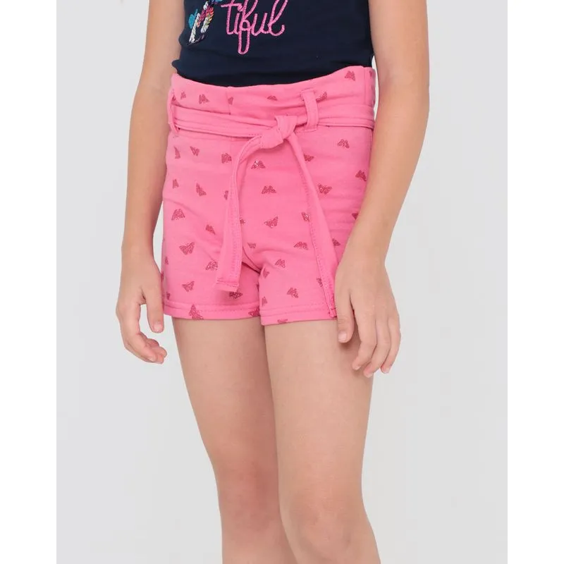 Short Infantil Moletinho Estampa Borboletas Rosa 4