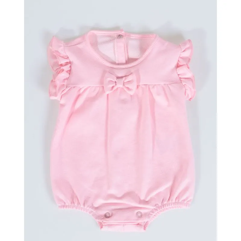 Macacão Curto Bebê Com Babado Rosa Claro P