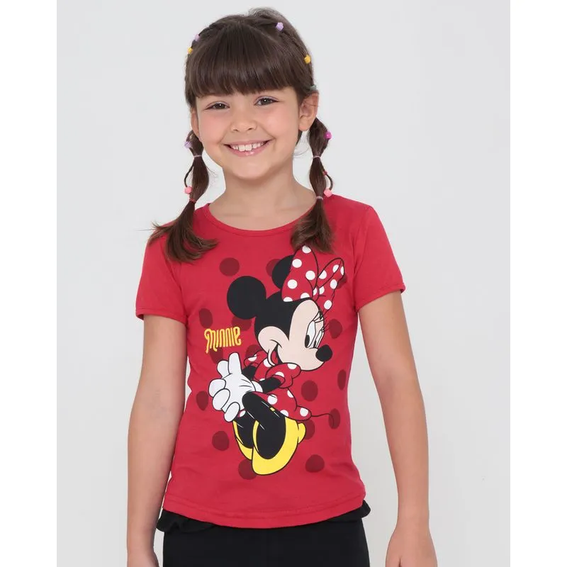Blusa Infantil Estampa Minnie Disney Vermelha 6