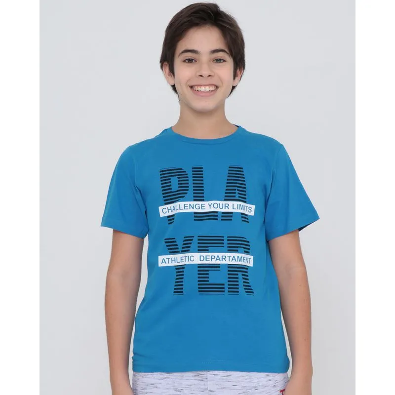 Camiseta Juvenil Estampa Player Azul 14