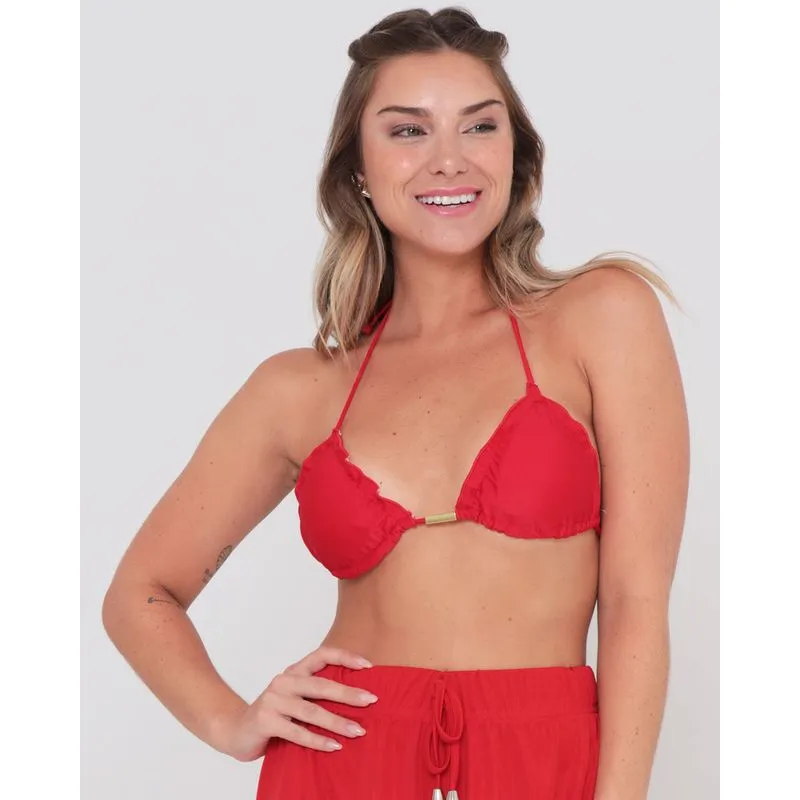Biquíni Avulso Top Cortininha Babado Vermelho M