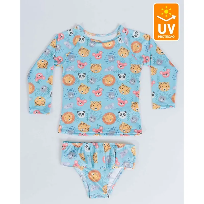Conjunto Infantil Praia Proteção UV 50 Azul Claro 6
