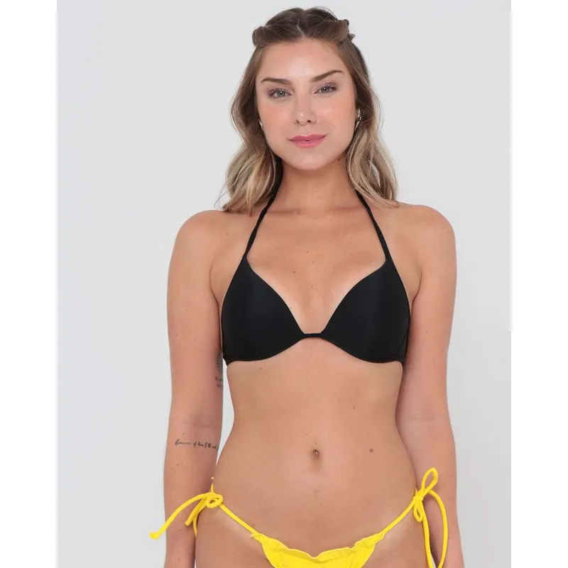 Biquíni Avulso Com Bojo Top de Amarrar Liso Preto GG