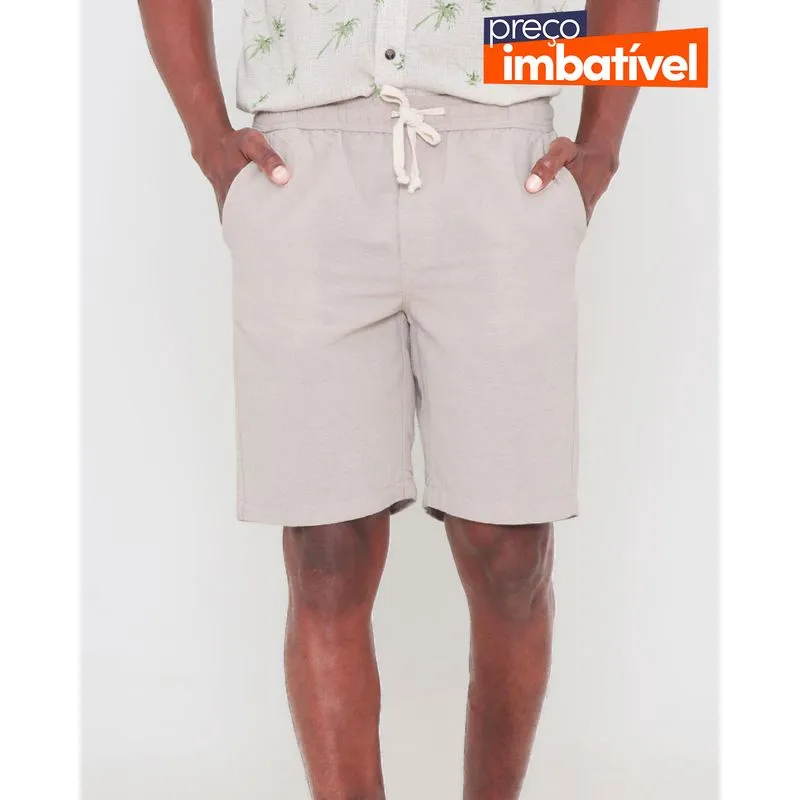 Short Masculino Sarja Botonê Bege 38