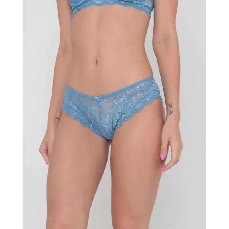 Calcinha Alta De Renda Azul P