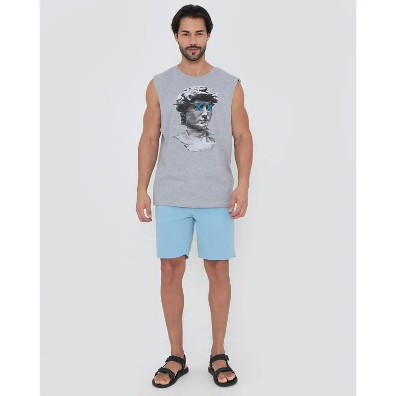 Short Masculino Sarja Botonê Azul Claro 36