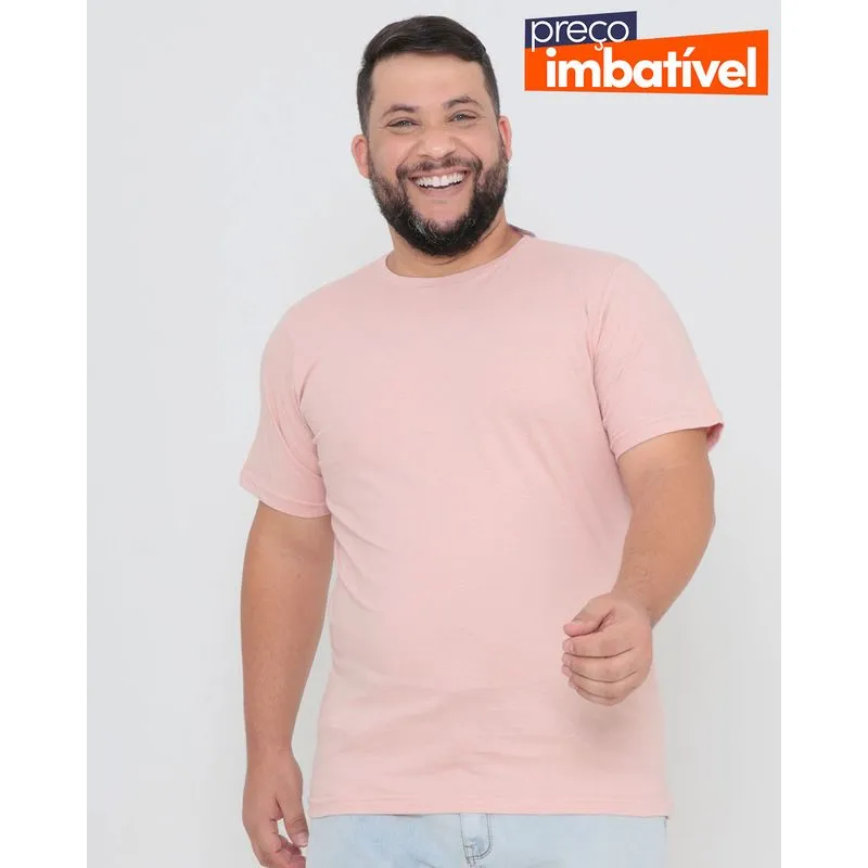 Camiseta Básica Botonê Plus Size Rosa Claro G4