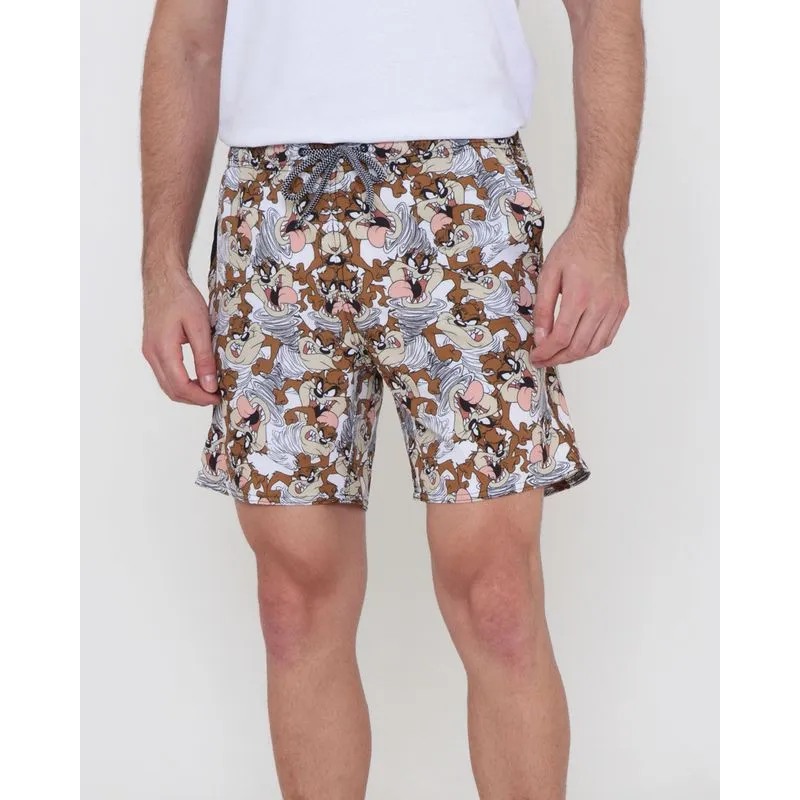 Bermuda Masculina Estampa Taz Looney Tunes Bege M