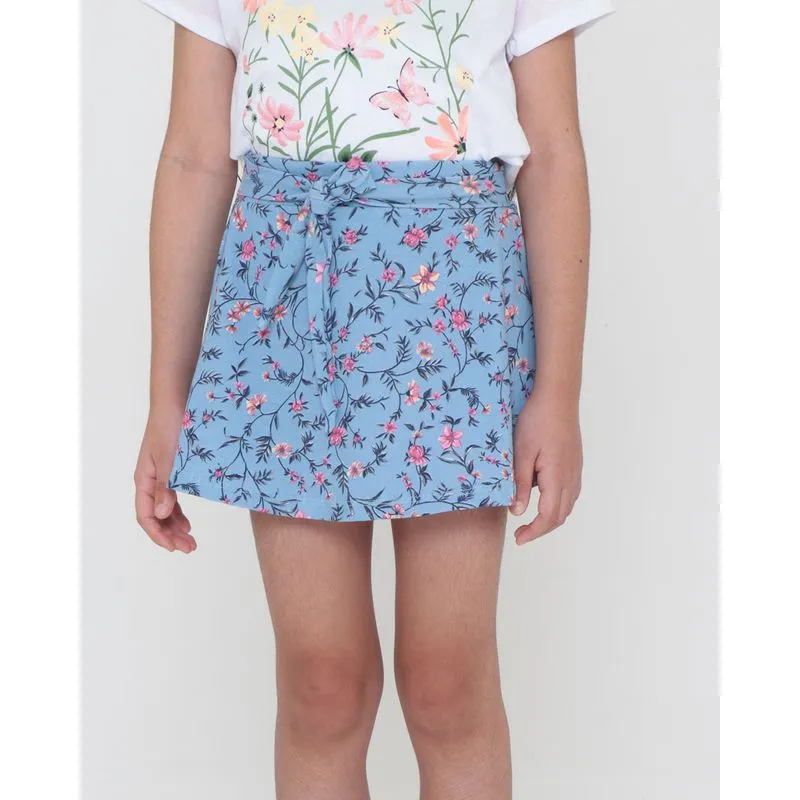 Saia Infantil Floral Azul Claro 8