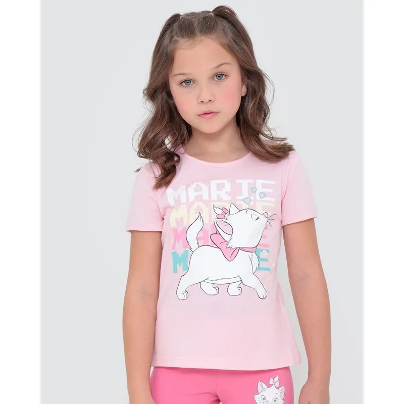 Blusa Infantil Manga Curta Marie Disney Rosa Claro 6