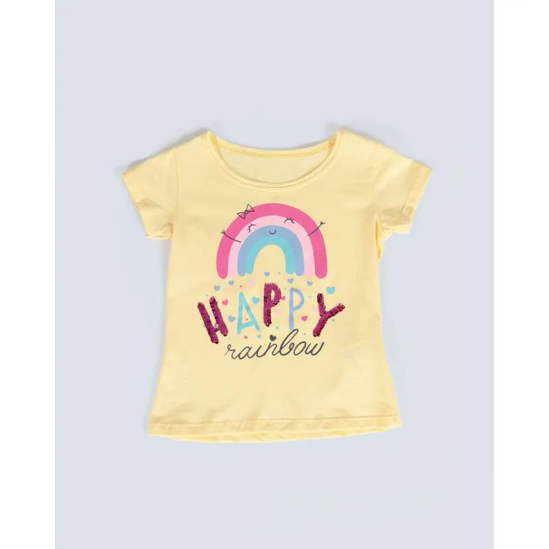 Blusa Bebê Happy Paetês Reversíveis Amarela 3