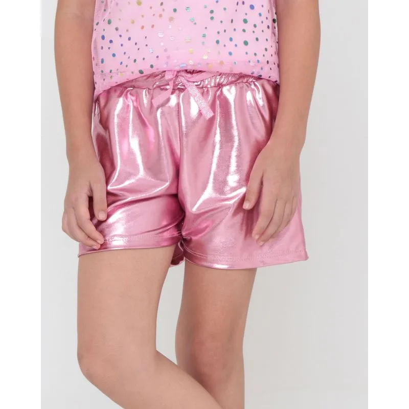 Short Infantil Furta-Cor Metalizado Rosa 8