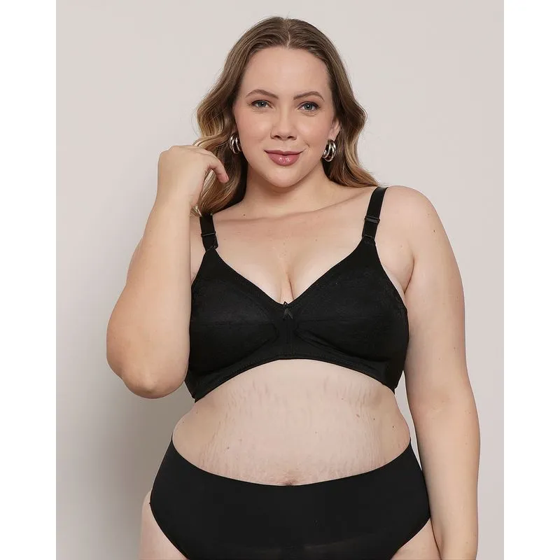Sutiã Plus Size Feminino DeMillus Sem Bojo Sustentação Renda Preto 48