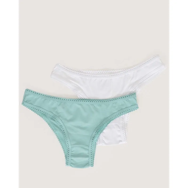 Kit 2 Calcinhas Biquíni Lisas Verde Branca M