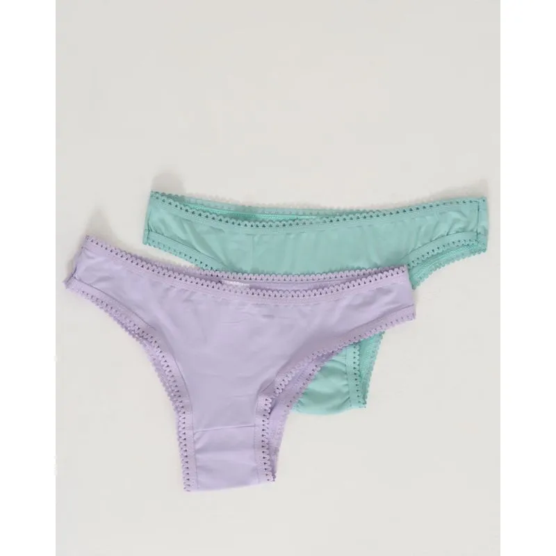 Kit 2 Calcinhas Biquíni Lisas Lilás Verde M