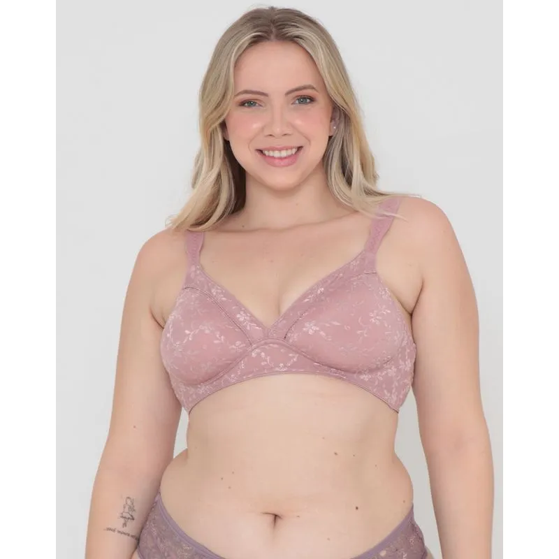 Sutiã Duloren Plus Size Sem Bojo Com Base Bordado Rosa 50