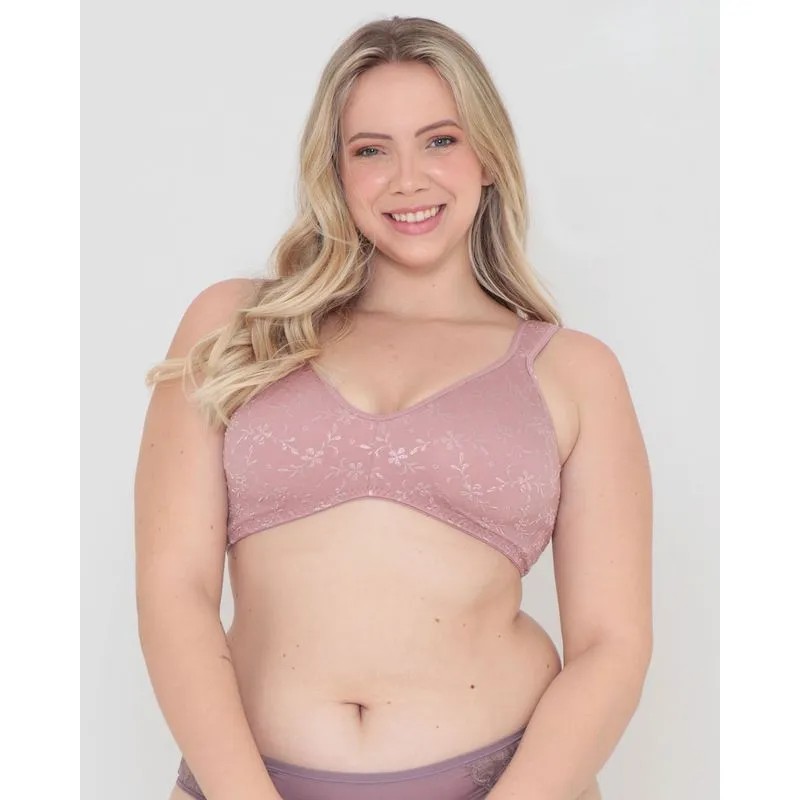 Sutiã Duloren Plus Size Sem Bojo Com Bordados Rosa 52