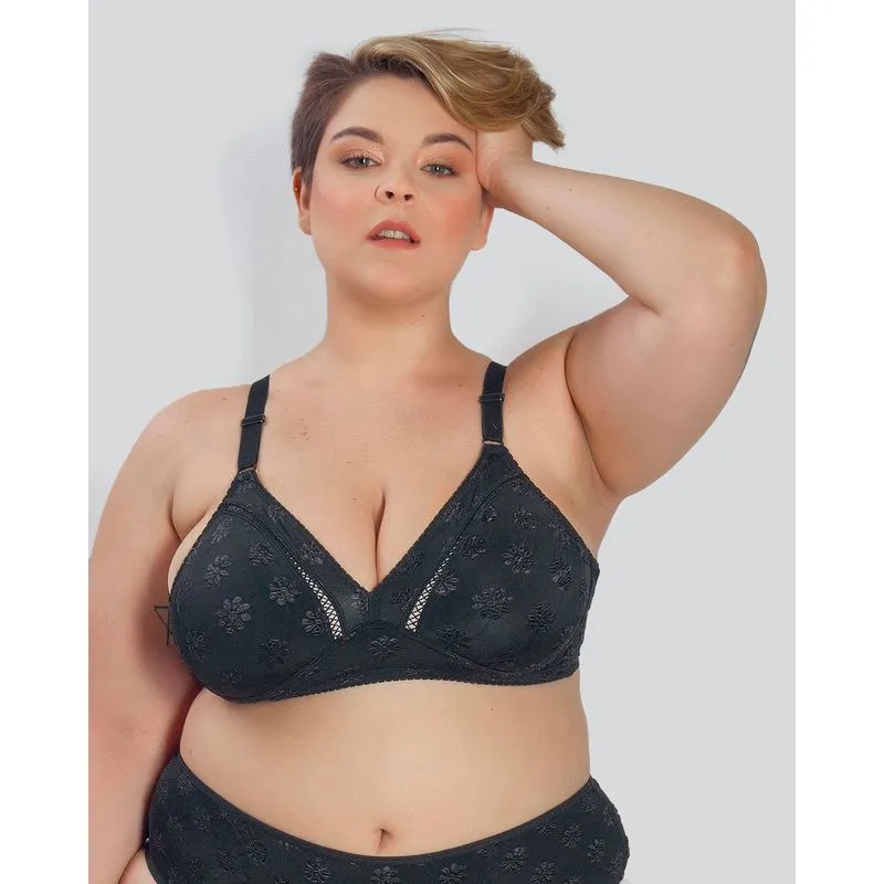 Sutiã Duloren Plus Size Sem Bojo Base Bordado Preto 46