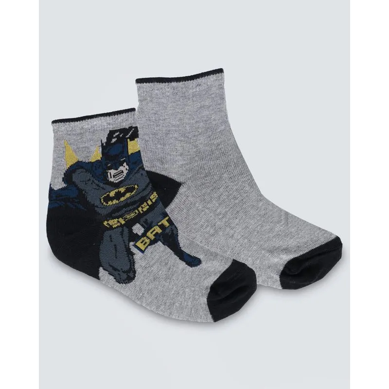 Kit de Meia Infantil 2 Pares Batman Liga da Justiça Cinza 30 A 33