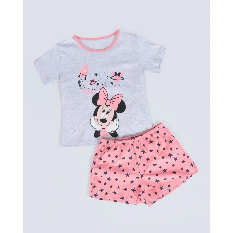 Pijama Bebê Curto Estampa Minnie Disney Cinza Claro 3