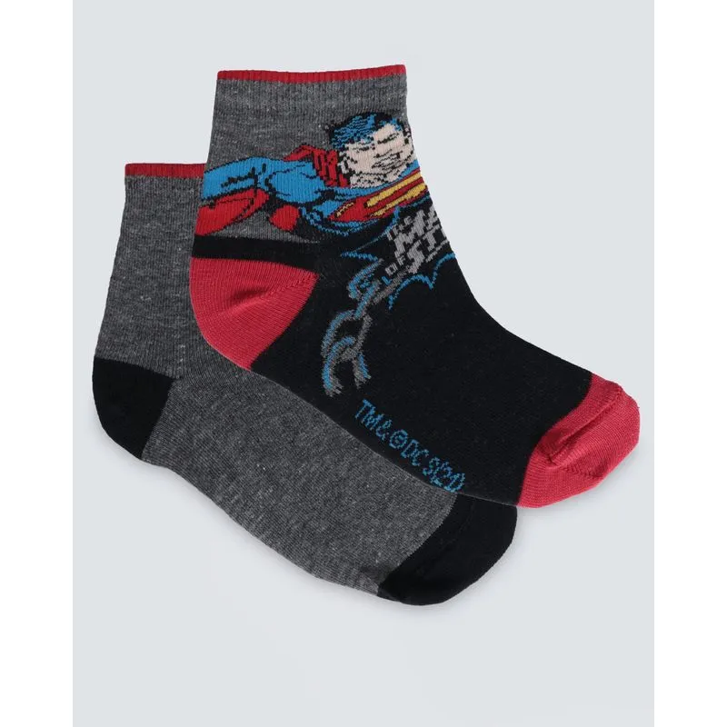 Kit de Meia Infantil 2 Pares Super Homem Liga da Justiça Cinza 22 A 25