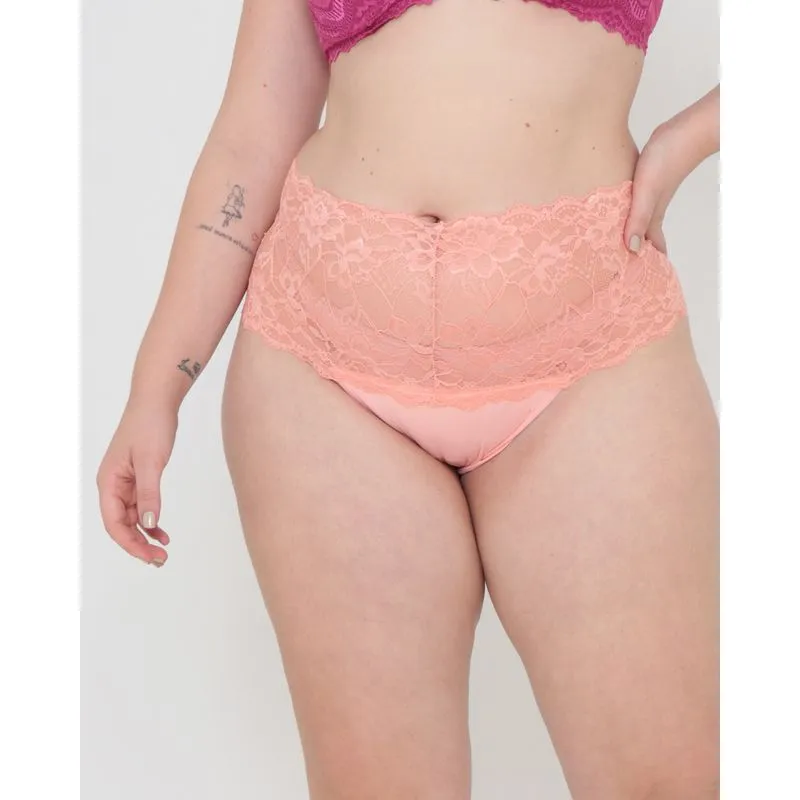 Calcinha Fio Plus Size Cós Renda Laranja G