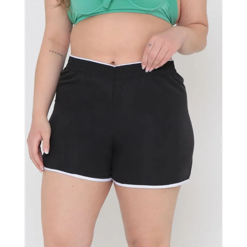 Short Praia Plus Size Liso Preto G2