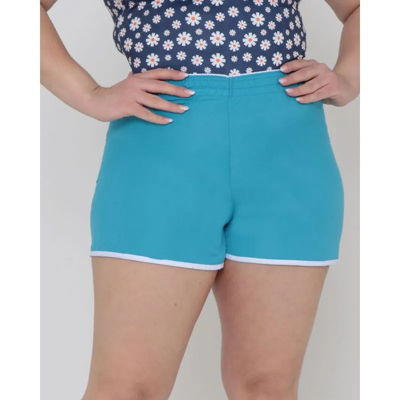 Short Praia Plus Size Liso Azul Claro G1